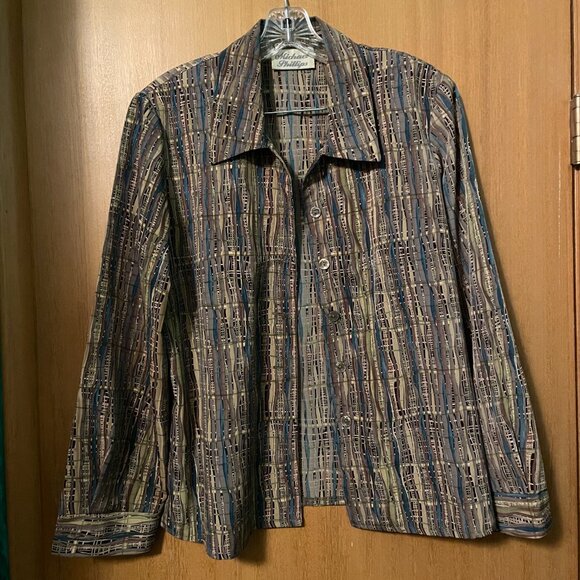 Michael Phillips Striped 2 piece blazer and button up skirt - Picture 2 of 10